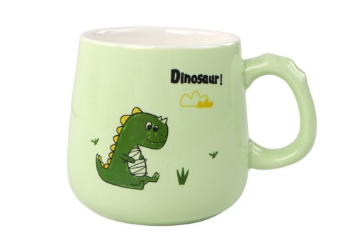 Kubek Ceramiczny Dinozaur Zielony Przykrywka Łyżeczka 350ml Kubek Ceramiczny Dinozaur Zielony Przykrywka Łyżeczka 350ml