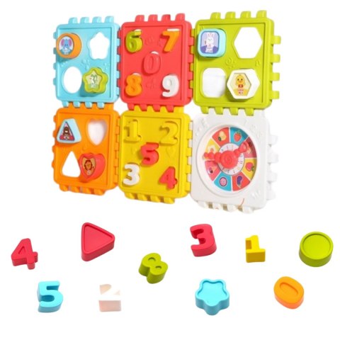 Kostka Edukacyjna Sorter Cyferki Wzory Zegar Kolorowa Kostka Edukacyjna Sorter Cyferki Wzory Zegar Kolorowa