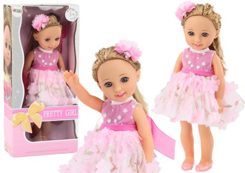 Lalka Różowa Sukienka Długie Włosy Spinka Szczotka 38cm Lalka Różowa Sukienka Długie Włosy Spinka Szczotka 38cm