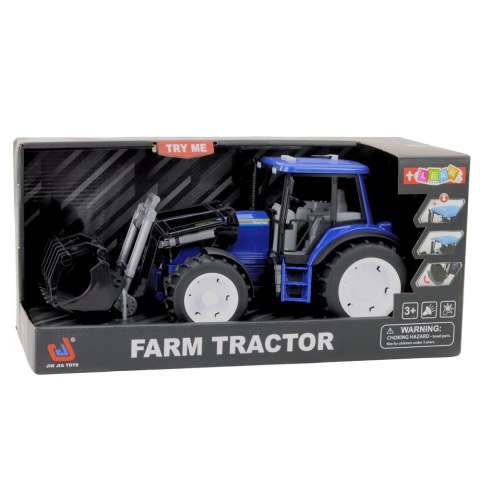 Traktor Farmerski Z Ruchomą Łyżką Światła Dźwięki Niebieski 1:18 Traktor Farmerski Z Ruchomą Łyżką Światła Dźwięki Niebieski 1:18