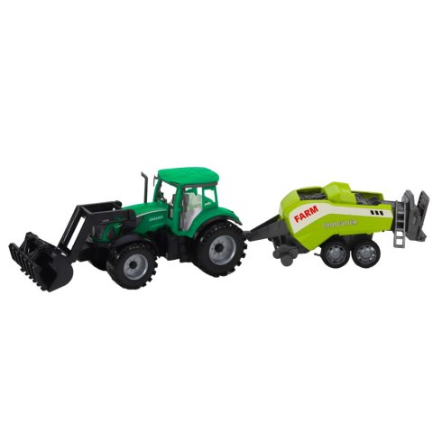 Zestaw Traktor Z Ładowaczem i Prasą Rolniczą Zielony Zestaw Traktor Z Ładowaczem i Prasą Rolniczą Zielony