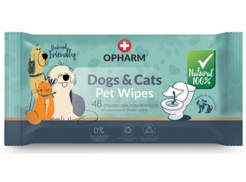 Opharm Dogs & Cats Pet Wipes - chusteczki nawilżane dla psa i kota 48szt Opharm Dogs & Cats Pet Wipes - chusteczki nawilżane dla psa i kota 48szt