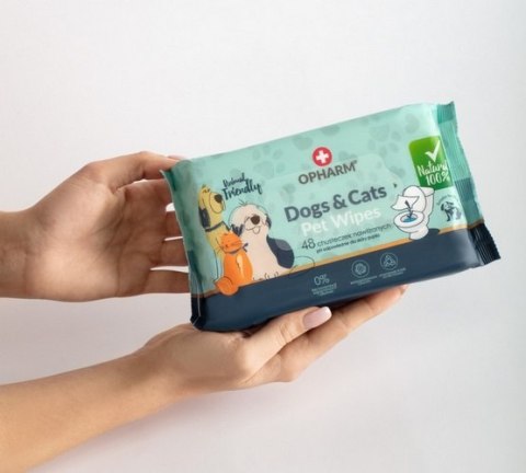 Opharm Dogs & Cats Pet Wipes - chusteczki nawilżane dla psa i kota 48szt Opharm Dogs & Cats Pet Wipes - chusteczki nawilżane dla psa i kota 48szt