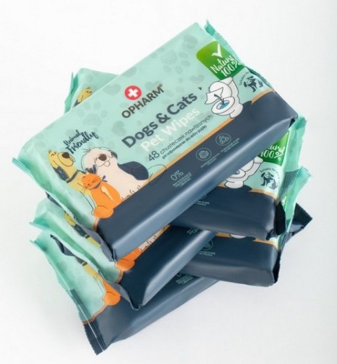 Opharm Dogs & Cats Pet Wipes - chusteczki nawilżane dla psa i kota 48szt Opharm Dogs & Cats Pet Wipes - chusteczki nawilżane dla psa i kota 48szt