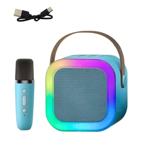 Zestaw Karaoke Głośnik Mikrofon Bezprzewodowy K12 RGB Bluetooth Niebieski Zestaw Karaoke Głośnik Mikrofon Bezprzewodowy K12 RGB Bluetooth Niebieski