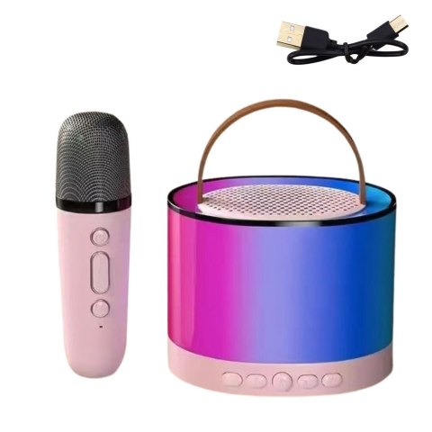 Zestaw Do Karaoke Głośnik Mikrofon Bezprzewodowy K52 RGB Bluetooth Różowy Zestaw Do Karaoke Głośnik Mikrofon Bezprzewodowy K52 RGB Bluetooth Różowy
