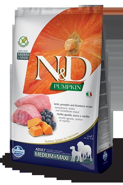 Farmina N&D Pumpkin Grain Free Canine Adult Medium&Maxi Lamb&Blueberry 2,5kg Farmina N&D Pumpkin Grain Free Canine Adult Medium&Maxi Lamb&Blueberry 2,5kg