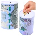 Skarbonka Metalowa Dla Dzieci Banknot 500 Złotych 15 x 10,5cm