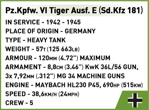 Klocki Pz.Kpfw. VI Tiger Ausf. E 870 klocków Klocki Pz.Kpfw. VI Tiger Ausf. E 870 klocków