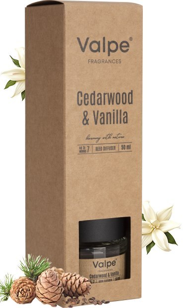 VALPE Dyfuzor Zapachowy Z Patyczkami DRZEWO CEDROWE - WANILIA 50 ml dz50-81 VALPE Dyfuzor Zapachowy Z Patyczkami DRZEWO CEDROWE - WANILIA 50 ml dz50-81