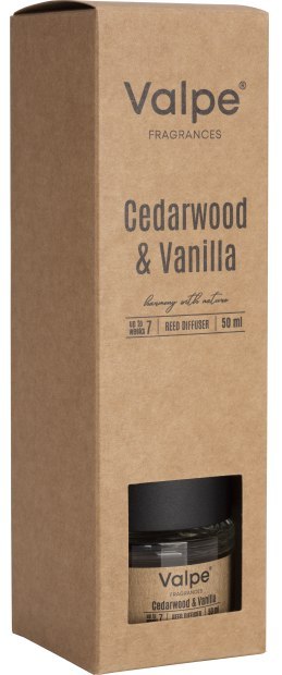 VALPE Dyfuzor Zapachowy Z Patyczkami DRZEWO CEDROWE - WANILIA 50 ml dz50-81 VALPE Dyfuzor Zapachowy Z Patyczkami DRZEWO CEDROWE - WANILIA 50 ml dz50-81