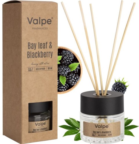 VALPE Dyfuzor Zapachowy Z Patyczkami LIŚĆ LAUROWY - JEŻYNA 50 ml dz50-325 VALPE Dyfuzor Zapachowy Z Patyczkami LIŚĆ LAUROWY - JEŻYNA 50 ml dz50-325