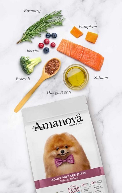 Amanova Dog Adult Mini Sensitive Salmon Deluxe - łosoś 800g Amanova Dog Adult Mini Sensitive Salmon Deluxe - łosoś 800g