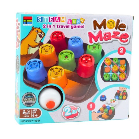 Gra Zręcznościowa 2w1 Mole Maze Szybkie Kubeczki Kółko i Krzyżyk Gra Zręcznościowa 2w1 Mole Maze Szybkie Kubeczki Kółko i Krzyżyk