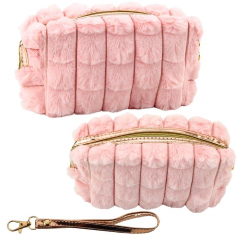 Kosmetyczka Pluszowa Z Uchwytem Pojemna Różowa 20cm Kosmetyczka Pluszowa Z Uchwytem Pojemna Różowa 20cm