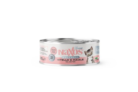 NAXOS CAT Puszka dla kociąt smaku cilęciny i wieprzowiny 85g NAXOS CAT Puszka dla kociąt smaku cilęciny i wieprzowiny 85g