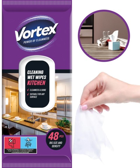 VORTEX Chusteczki nawilżane do kuchni, flip top, 48 sztuk VORTEX Chusteczki nawilżane do kuchni, flip top, 48 sztuk
