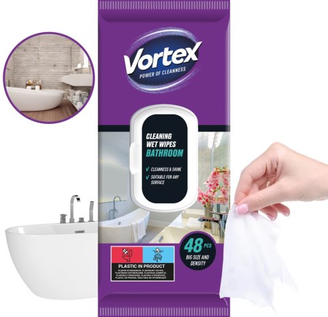 VORTEX Chusteczki nawilżane do łazienki, flip top, 48 sztuk VORTEX Chusteczki nawilżane do łazienki, flip top, 48 sztuk