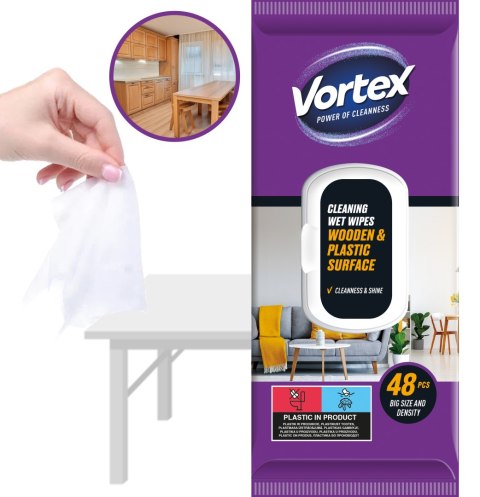 VORTEX Chusteczki nawilżane do mebli, flip top, 48 sztuk VORTEX Chusteczki nawilżane do mebli, flip top, 48 sztuk