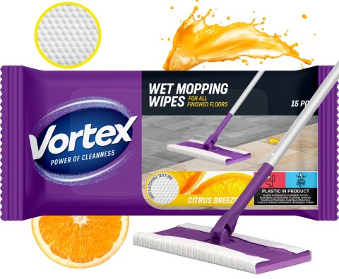 VORTEX Ściereczki do mycia podłóg 15 szt. Citrus Breeze VORTEX Ściereczki do mycia podłóg 15 szt. Citrus Breeze