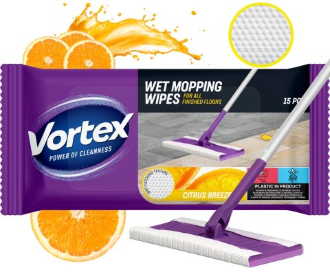 VORTEX Ściereczki do mycia podłóg 15 szt. Citrus Breeze VORTEX Ściereczki do mycia podłóg 15 szt. Citrus Breeze