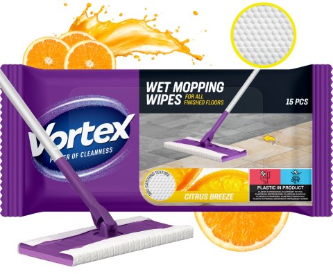 VORTEX Ściereczki do mycia podłóg 15 szt. Citrus Breeze VORTEX Ściereczki do mycia podłóg 15 szt. Citrus Breeze