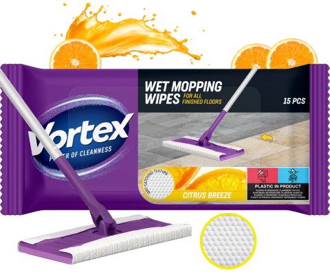 VORTEX Ściereczki do mycia podłóg 15 szt. Citrus Breeze VORTEX Ściereczki do mycia podłóg 15 szt. Citrus Breeze