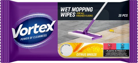 VORTEX Ściereczki do mycia podłóg 15 szt. Citrus Breeze VORTEX Ściereczki do mycia podłóg 15 szt. Citrus Breeze