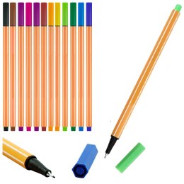 Zestaw Cienkopisy Biurowe Szkolne Grubość 0,4mm Kolorowe 12szt