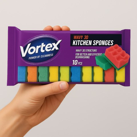VORTEX Gąbki kuchenne 3D Wave 10 szt. VORTEX Gąbki kuchenne 3D Wave 10 szt.