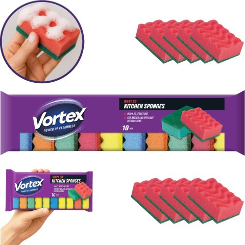 VORTEX Gąbki kuchenne 3D Wave 10 szt. VORTEX Gąbki kuchenne 3D Wave 10 szt.