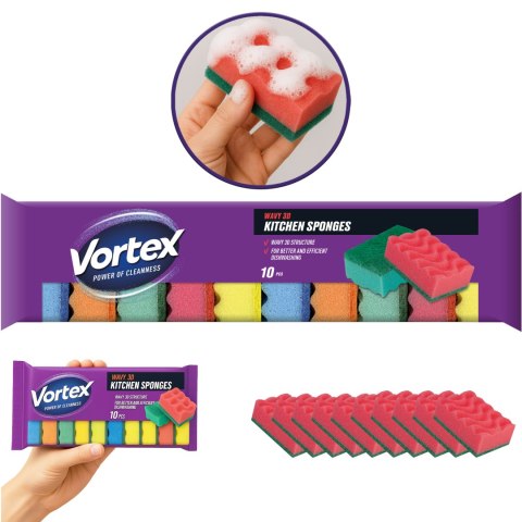 VORTEX Gąbki kuchenne 3D Wave 10 szt. VORTEX Gąbki kuchenne 3D Wave 10 szt.