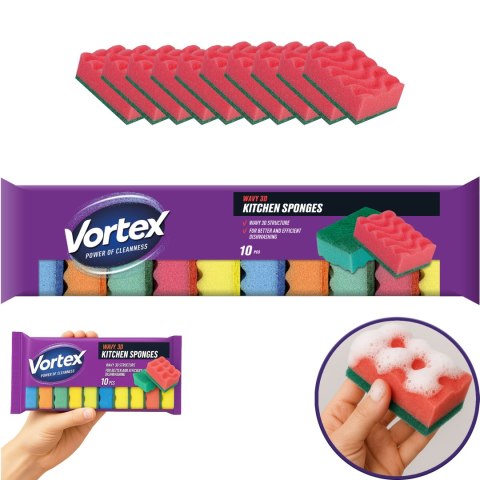 VORTEX Gąbki kuchenne 3D Wave 10 szt. VORTEX Gąbki kuchenne 3D Wave 10 szt.