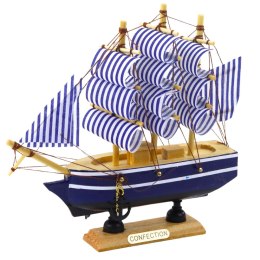 Model Kolekcjonerski Dekoracyjny Statek Żaglowiec Biało-Niebieski 16x15cm