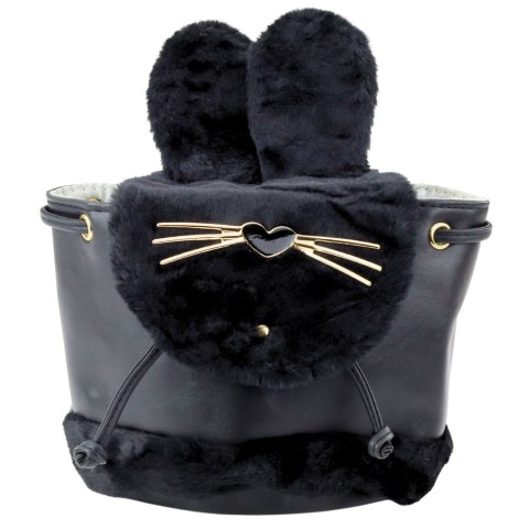 Plecak Dziecięcy Pluszowy Uszy Regulowany Pasek Czarny 22cm 4L Plecak Dziecięcy Pluszowy Uszy Regulowany Pasek Czarny 22cm 4L