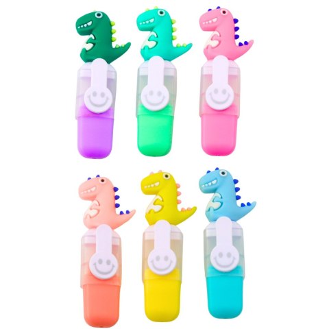 Zestaw Mini Zakreślacze Z Dinozaurem W Etui Kolorowe 6szt 8cm Zestaw Mini Zakreślacze Z Dinozaurem W Etui Kolorowe 6szt 8cm