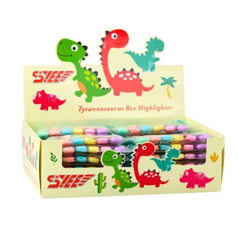 Zestaw Mini Zakreślacze Z Dinozaurem W Etui Kolorowe 6szt 8cm Zestaw Mini Zakreślacze Z Dinozaurem W Etui Kolorowe 6szt 8cm