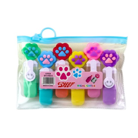 Zestaw Mini Zakreślacze Z Łapką W Etui Kolorowe 6szt 8cm Zestaw Mini Zakreślacze Z Łapką W Etui Kolorowe 6szt 8cm