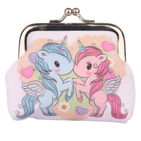 Portfelik Dziecięcy Dwa Jednorożce Metalowy Zatrzask 10x9cm Portfelik Dziecięcy Dwa Jednorożce Metalowy Zatrzask 10x9cm