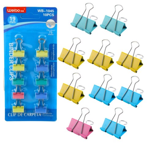 Zestaw Klipsów Spinaczy Biurowych Do Papieru Kolorowe 10szt 19mm Zestaw Klipsów Spinaczy Biurowych Do Papieru Kolorowe 10szt 19mm