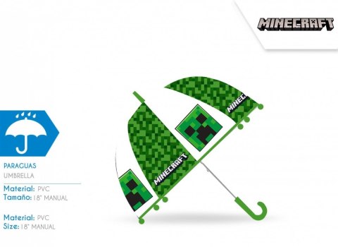 Parasolka przezroczysta manualna Minecraft zielona Parasolka przezroczysta manualna Minecraft zielona