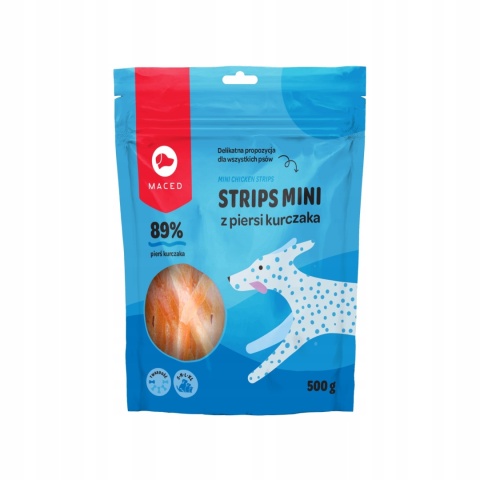 Maced SM Paseczki z piersi kurczaka miękkie 500g Maced SM Paseczki z piersi kurczaka miękkie 500g