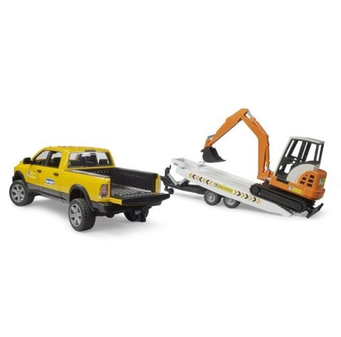 Auto Dodge RAM 2500 Service z przyczepką i mini koparką Auto Dodge RAM 2500 Service z przyczepką i mini koparką