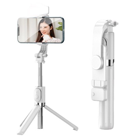 Selfie Stick Statyw Na Telefon Pilot Na Bluetooth Uchwyt ZS8 Biały Selfie Stick Statyw Na Telefon Pilot Na Bluetooth Uchwyt ZS8 Biały