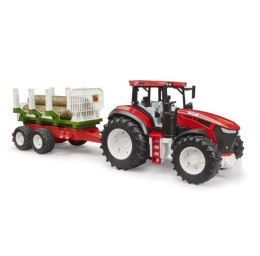Traktor z przyczepą do drewna