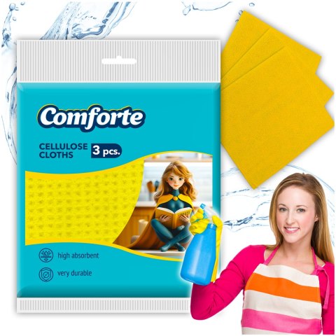 COMFORTE Ściereczki celulozowe do czyszczenia, 155*155mm, 3 sztuki COMFORTE Ściereczki celulozowe do czyszczenia, 155*155mm, 3 sztuki