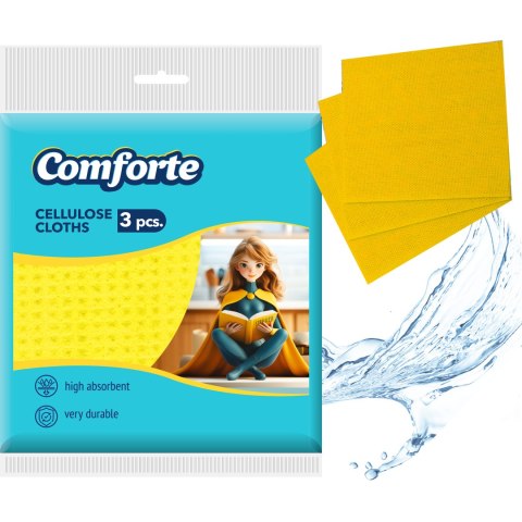 COMFORTE Ściereczki celulozowe do czyszczenia, 155*155mm, 3 sztuki COMFORTE Ściereczki celulozowe do czyszczenia, 155*155mm, 3 sztuki