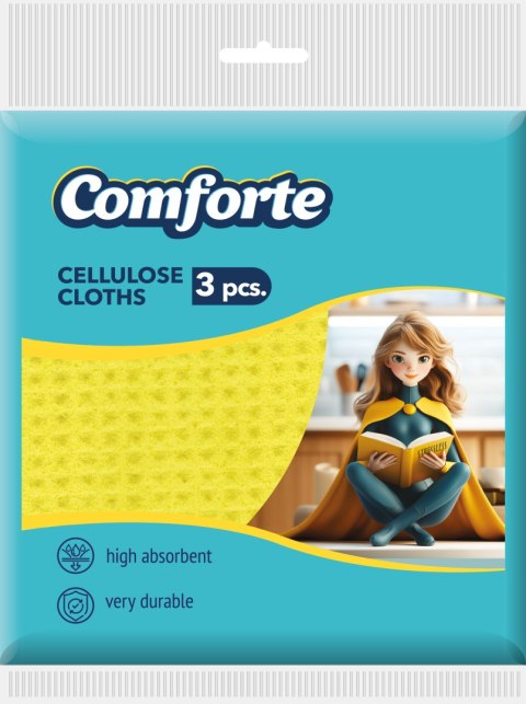 COMFORTE Ściereczki celulozowe do czyszczenia, 155*155mm, 3 sztuki COMFORTE Ściereczki celulozowe do czyszczenia, 155*155mm, 3 sztuki
