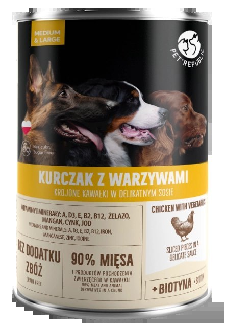 PetRepublic Kurczak Z Warzywami Krojone Kawałki W Delikatnym Sosie 1250g PetRepublic Kurczak Z Warzywami Krojone Kawałki W Delikatnym Sosie 1250g
