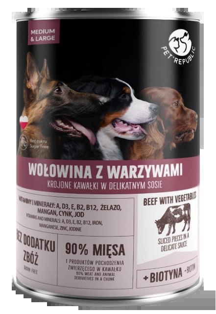 PetRepublic Wołowina Z Warzywami Krojone Kawałki W Delikatnym Sosie 1250g PetRepublic Wołowina Z Warzywami Krojone Kawałki W Delikatnym Sosie 1250g